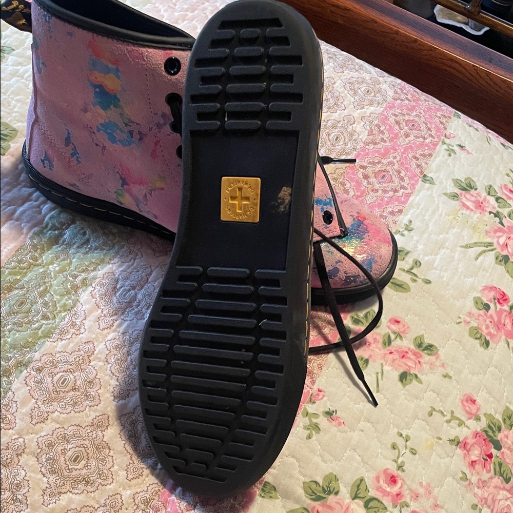 Dr. Martens Pastel Pink and Blue Splash Boots - Picture 2 of 3
